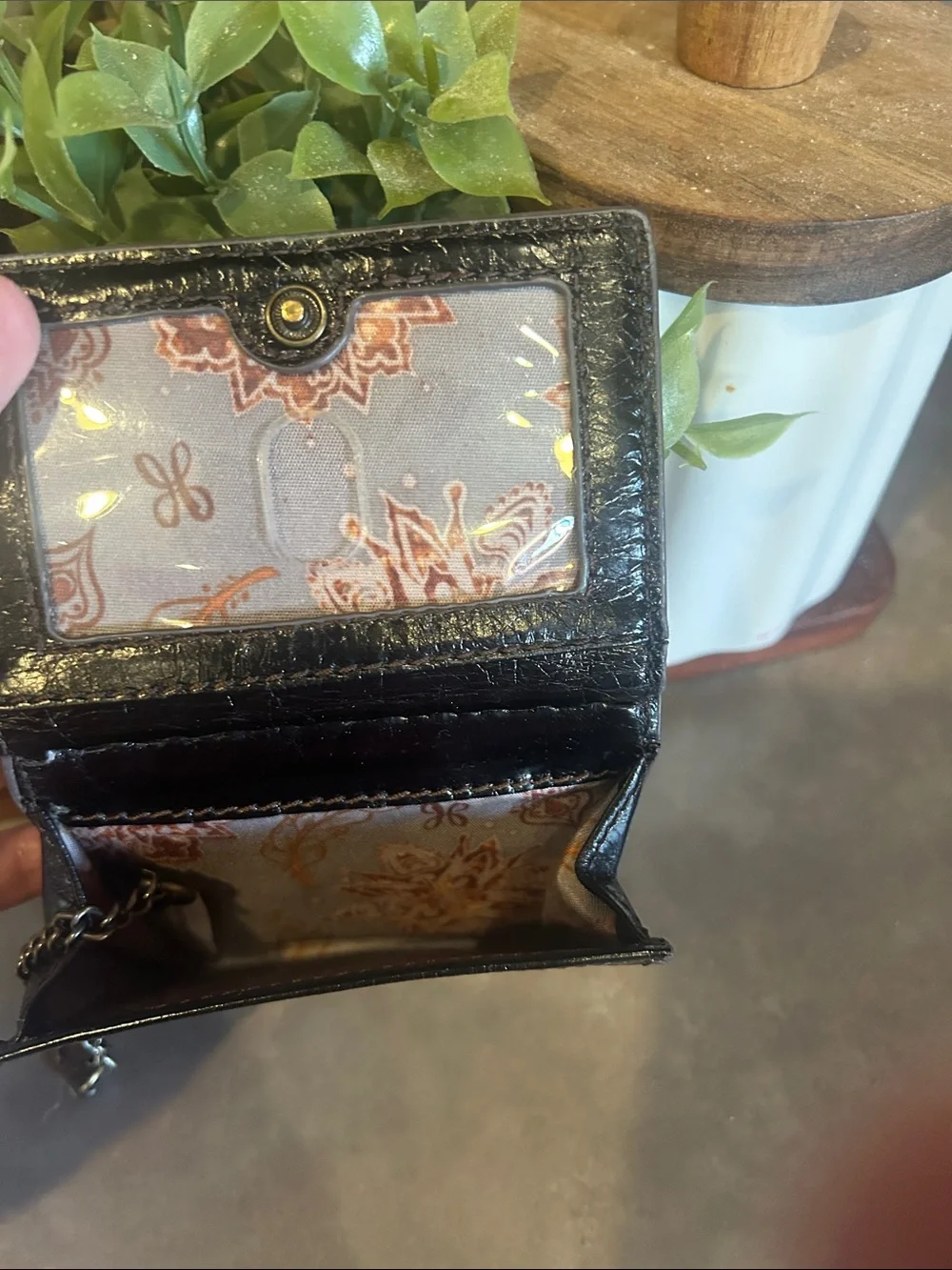 HOBO Black Leather ID Card Holder with Gold Logo